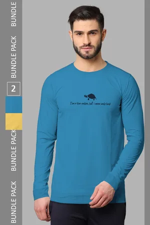 bullmer Typography Printed Pack Of 2 Round Neck Cotton T-Shirts