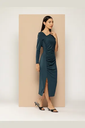 Chemistry One Shoulder Ruched Sheath Midi Dress