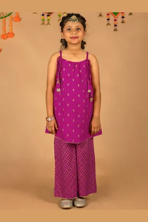 HERE&NOW Girls Printed Regular Kurti with Palazzos