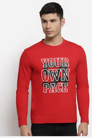 Club York Men Red Typography Printed Cotton T-shirt