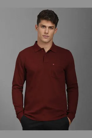 Louis Philippe Men Self Design Polo Collar Cotton T-shirt