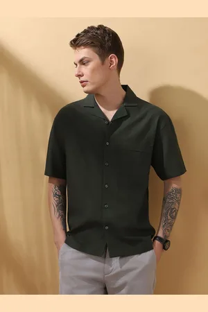Dennis Lingo Men Relaxed Fit Cuban Collar Self Design Cotton Casual Shirt