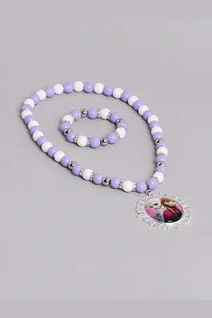 EL REGALO Girls Silver-Plated Beaded Frozen Princess Jewellery Set