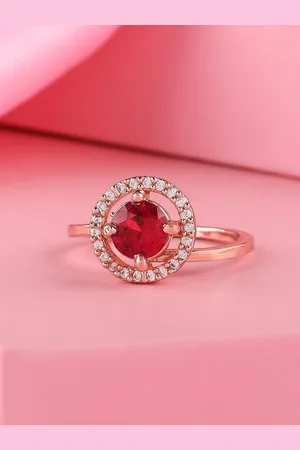 ESTELE Rose Gold-Plated CZ-Studded Adjustable Finger Ring
