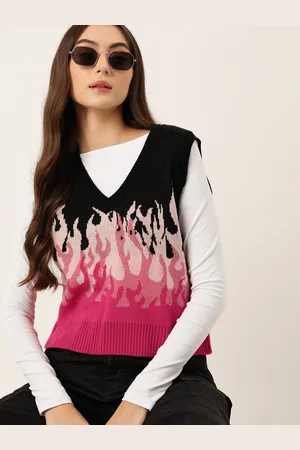 DressBerry Pure Acrylic Self-Design Sweater Vest
