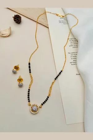 ABDESIGNS Gold Plated Artificial Stones & Beads Mangalsutra Set