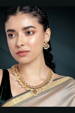 Peora Gold-Plated Beaded Jewellery Set