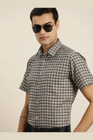 HANCOCK Checked Short Sleeve Slim Fit Formal Shirt