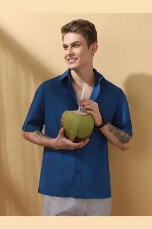 Dennis Lingo Men Relaxed Fit Spread Collar Self Design Cotton Casual Shirt