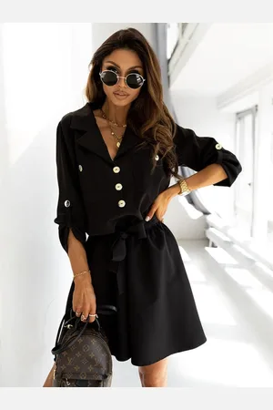 DressBerry Black Tie-Ups Waist Shirt Dress