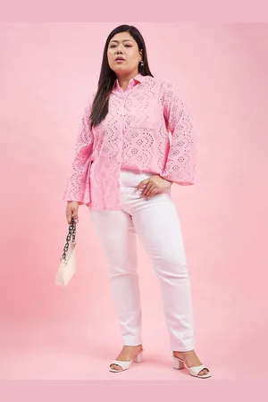 Austivo Plus Size Schiffli Cotton Shirt