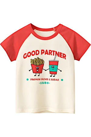 BAESD Girls Typography Printed Round Neck Cotton T-shirt