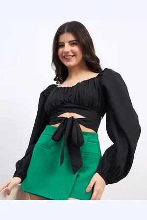 Berrylush Sweetheart Neck Bishop Sleeves Crop Top
