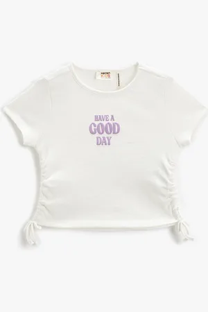 Koton Girls Typographic Printed Round Neck T-shirt