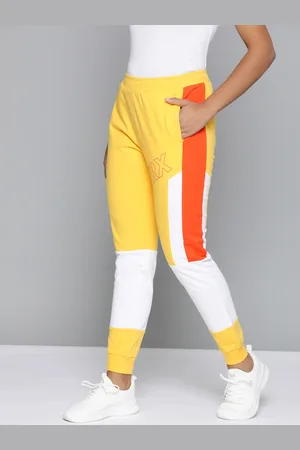 HRX Women Yellow & White Colourblocked Joggers