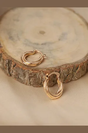 Elle Gold-Plated Contemporary Hoop Earrings