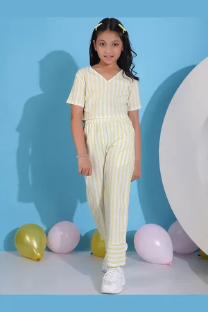 NEUDIS Girls Striped Pure Cotton Top with Trousers