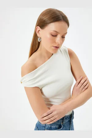 Koton Solid Twisted One Shoulder Top