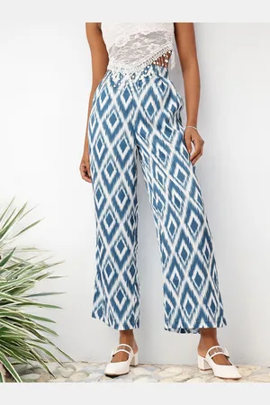 DressBerry Hippy Retro Meets Ikat Flared Wide Leg Trousers