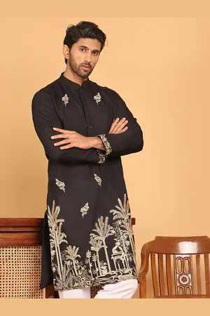 Jompers Mandarin Collar Floral Embroidered Thread Work Straight Kurta