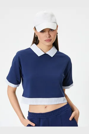 Koton Women Solid Polo Collar T-shirt