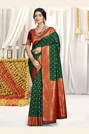 SANGAM PRINTS Woven Design Zari Tussar Saree