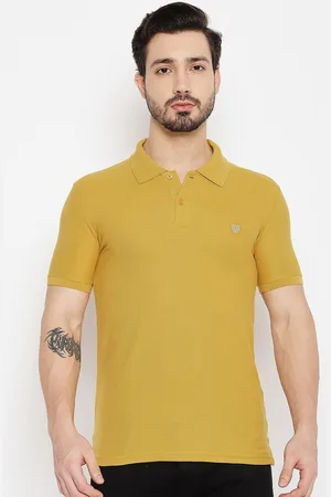 Duke Men Yellow Polo Collar Slim Fit T-shirt