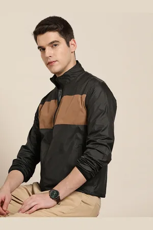 Invictus Men Black & Brown Colourblocked Tailored Jacket