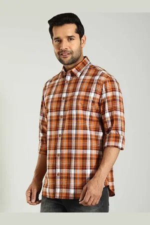 Indian Terrain Men Classic Slim Fit Tartan Checks Opaque Checked Casual Shirt