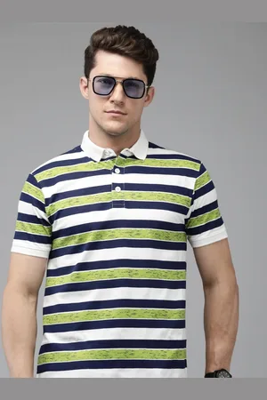 Provogue Men Striped Polo Collar Pockets Slim Fit T-shirt
