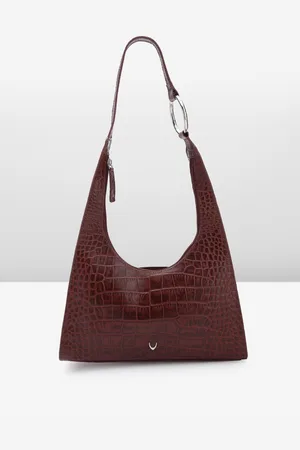 Hidesign Croc Textured Leather Structured Shoulder Bag