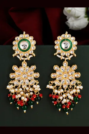 Dastoor Gold-Plated Contemporary Jhumkas Earrings