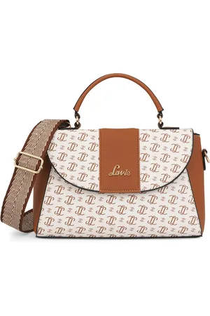 LAVIE Women Typography Printed Structured Leather Satchel Bag