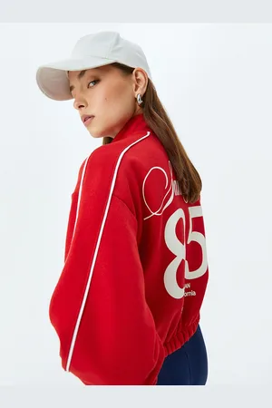 Koton Women Printed Mock Collar Sweatshirt
