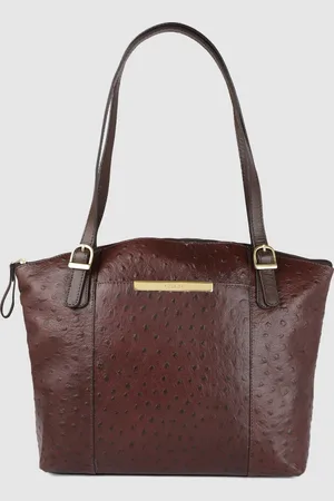 Hidesign Brown MAPLE 03-OSTRICH Textured Leather Shoulder Bag
