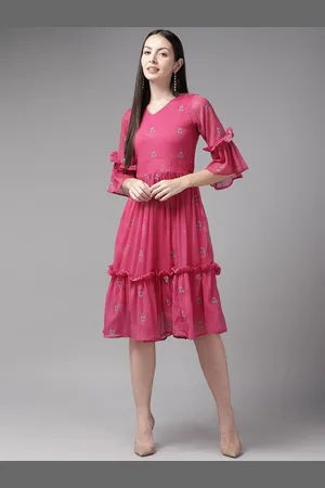 Corsica Bell Sleeve Georgette Fit & Flare Dress