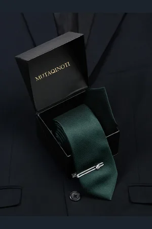MUTAQINOTI Men Silk Blend Necktie Accessory Gift Set