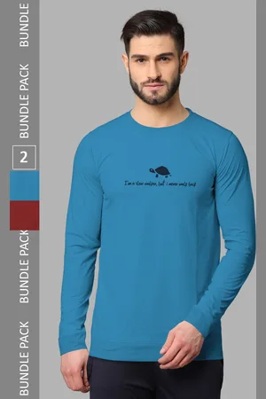 bullmer Pack Of 2 Typography Printed Hooded Cotton T-shirt