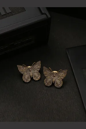 COSA NOSTRAA Men Antique Gold-Toned Butterfly Motif Collar Tips Accessory Gift Set