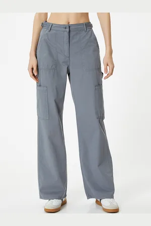 Koton Women Straight Fit High-Rise Cotton Regular Trouser