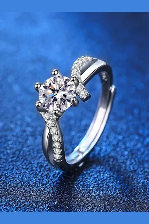 Myki Silver- Plated CZ Stone Studded Adjustable Finger Ring