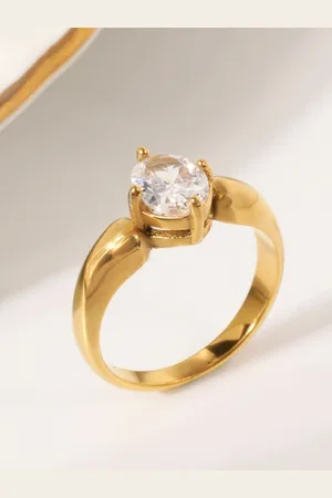 AQUASTREET 18K Plated Waterproof Anti Tarnish Oval Zircon Ring