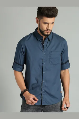 Roadster Men Teal Blue Fit Solid Sustainable Casual Shirt