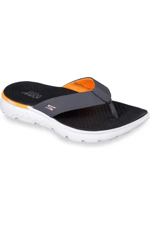 Skechers Men Charcoal & White Thong Flip-Flops