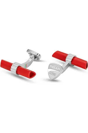 DUCATI Silver-Toned & Red Symbol Cufflink