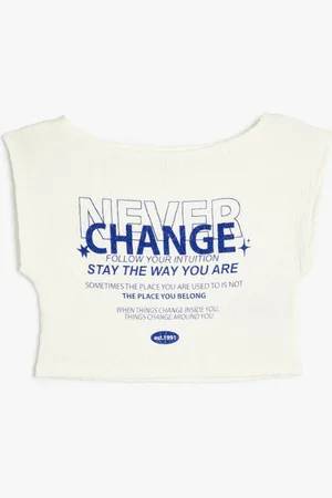 Koton Women Typography Printed Applique Slim Fit T-shirt