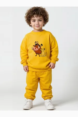Minicult Kids Printed Round Neck Pure Cotton Sweatshirt With Jogger