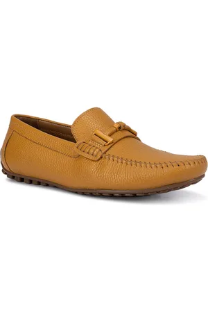 ROSSO BRUNELLO Men Mustard Textured Leather Loafers