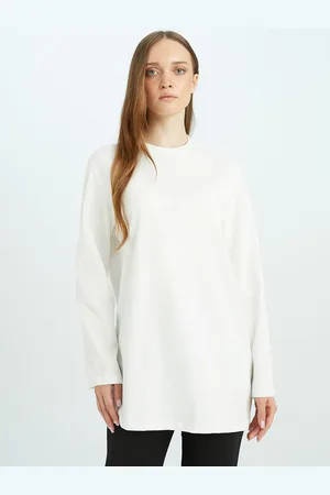 DeFacto Women Round Neck Long-Line Cotton Sweatshirt