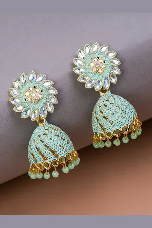 HOUSE OF ARLI Gold-Plated Dome Shaped Jhumkas Earrings